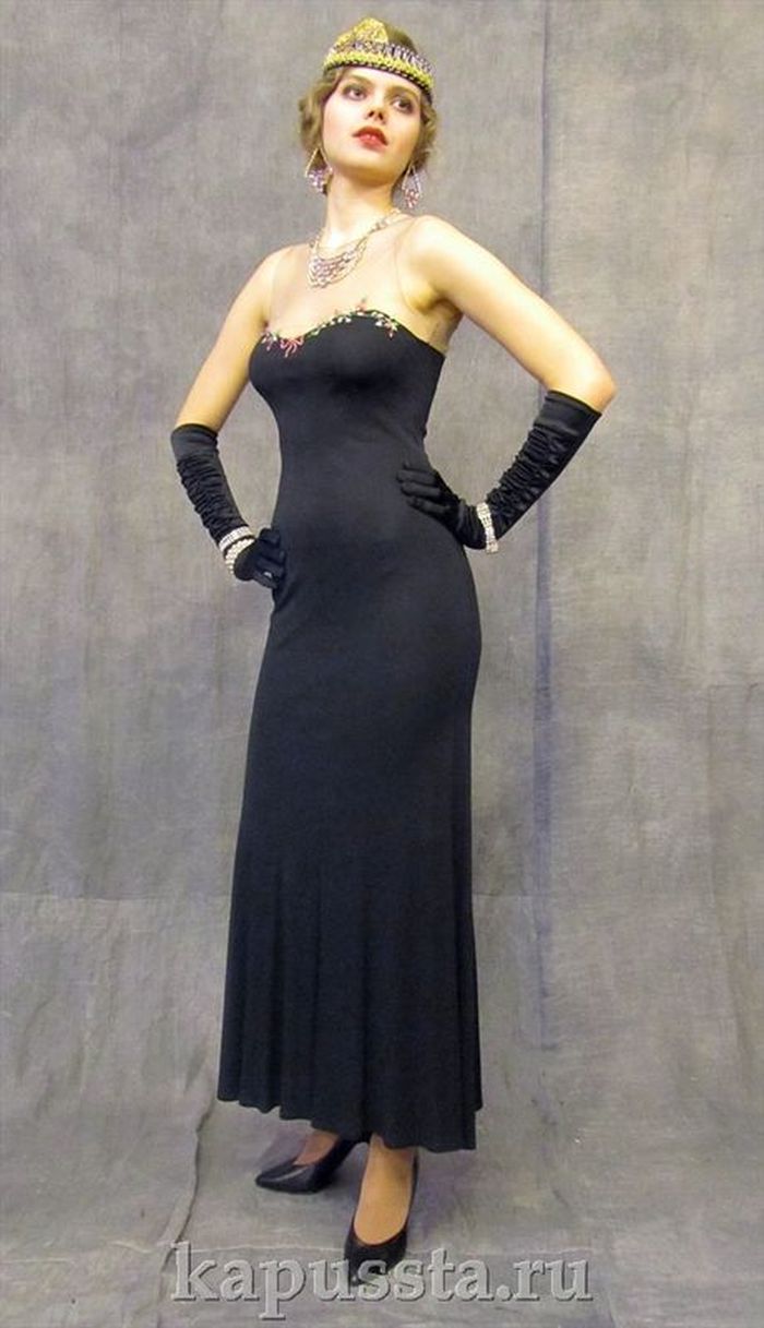 Чёрное платье в стиле Голливуд 